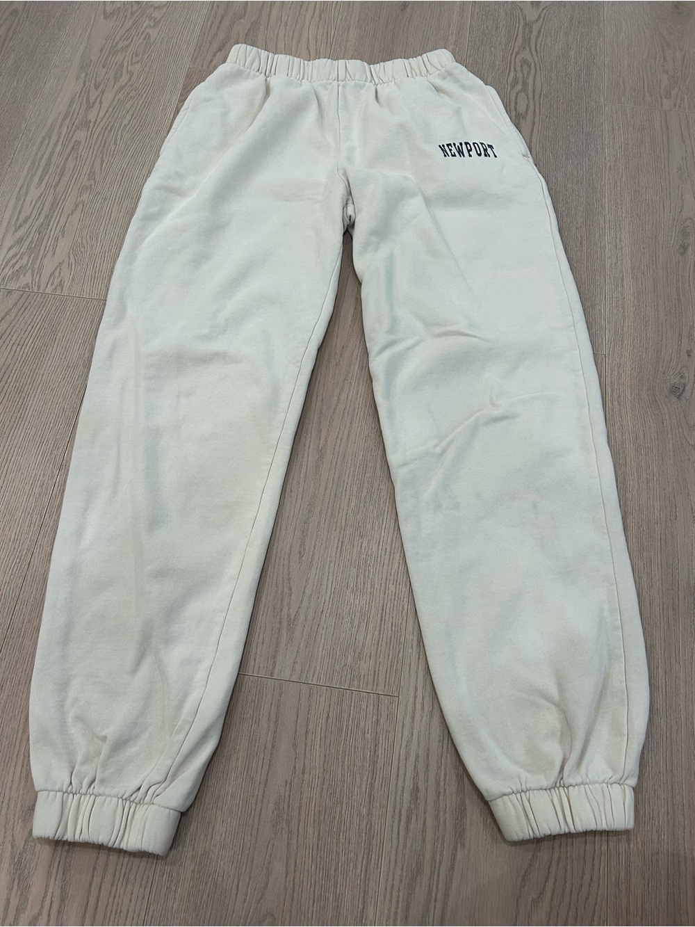 Brandy Melville Off-White Newport Logo Joggers
